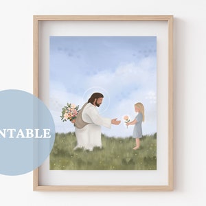 Trust Me PRINTABLE // LDS Art | Jesus Christ Illustration | Trust In the Lord | Baptism Gift | Artwork of Jesus | Jesus with little girl