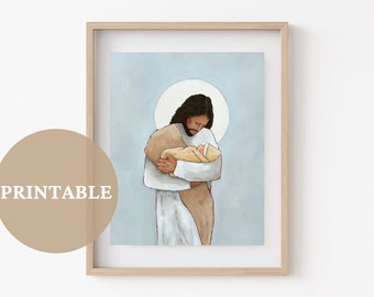Held By Heaven PRINTABLE // LDS Art | Christian Artwork | Infant Loss | Pregnancy Loss | Jesus Holding Baby | Christ Art | Gift for Loss Mom