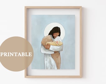 Held By Heaven PRINTABLE // LDS Art | Christian Artwork | Infant Loss | Pregnancy Loss | Jesus Holding Baby | Christ Art | Gift for Loss Mom