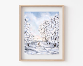 In Every Season (Winter Edition) Print // Christian Art | Winter Artwork | Painting of Christ | Christ With Lamb | LDS Art | Winter Decor