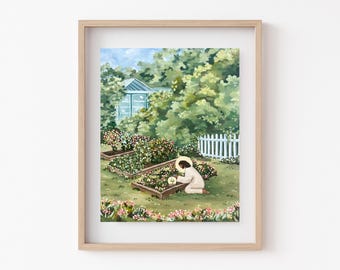 Impression du jardinier // Oeuvre d'art du Christ | Illustration de Jésus | Christ et fleurs | Christ Jardinage | Art SDJ | Art chrétien | Art de Jésus