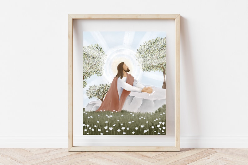 Gethsémani IMPRIMABLE // Art SDJ | Illustration de Jésus-Christ | Oeuvre d'art religieuse | Cadeau de Noël YW | Tableau Christ | Art de Pâques | Cadeau image 2