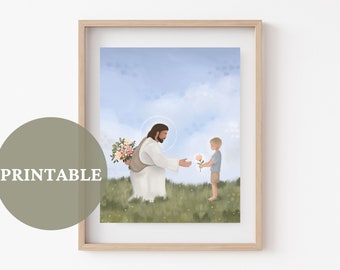 Trust Me PRINTABLE (boy version) // LDS Art | Jesus Christ Painting | Trust In the Lord | Baptism Gift | Artwork of Jesus with little boy