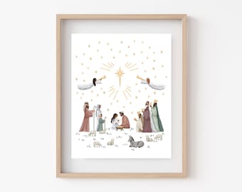 Joy to The World Print // Christmas Artwork | Nativity Scene Illustration | LDS Christmas Art | Christian Art | Christmas Wall Art | LDS Art