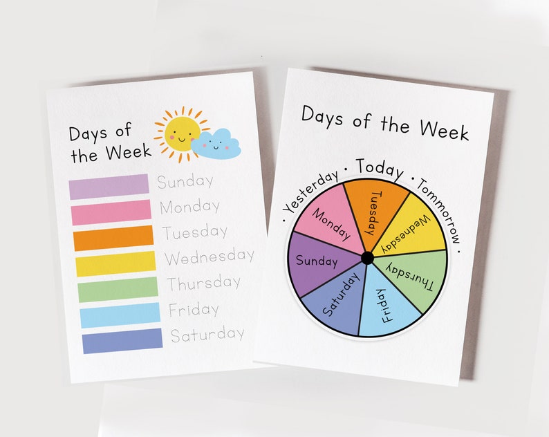 Montessori Days of the Week Wheel & Tracing Worksheet, Homeschool ...