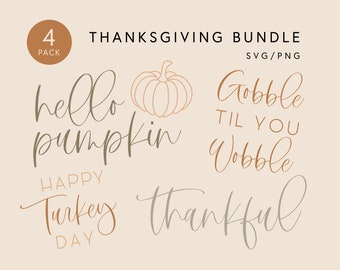 Thanksgiving SVG Bundle - PNG Files - Pumpkin - Silhouette - Glowforge - Cricut - Download File - Pack