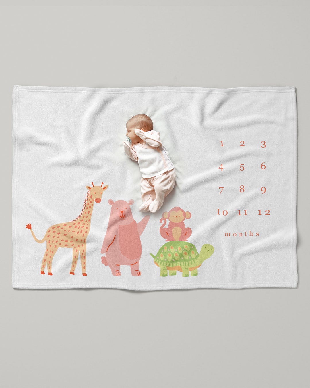 Safari Animals Baby Milestone Blanket - Jungle Swaddle Blanket - Baby ...