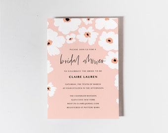 Modern Floral Bridal Shower Invitation, Terracotta Bridal Shower Invite, Editable, Digital, Download, Theme, Invite, Template, Templett