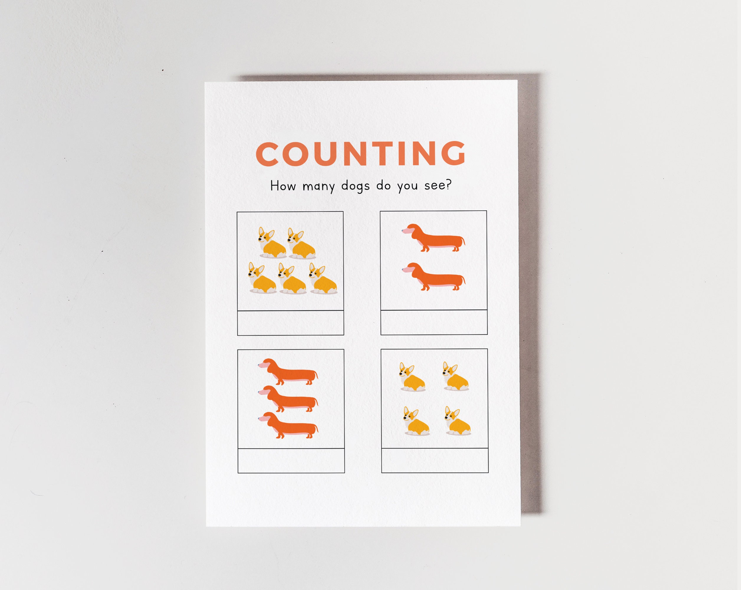 Counting Math Worksheet, Learn, Dogs, Homework, Download, Homeschool Printable, Download, Activity, Classroom Animals, Preschool Curriculum