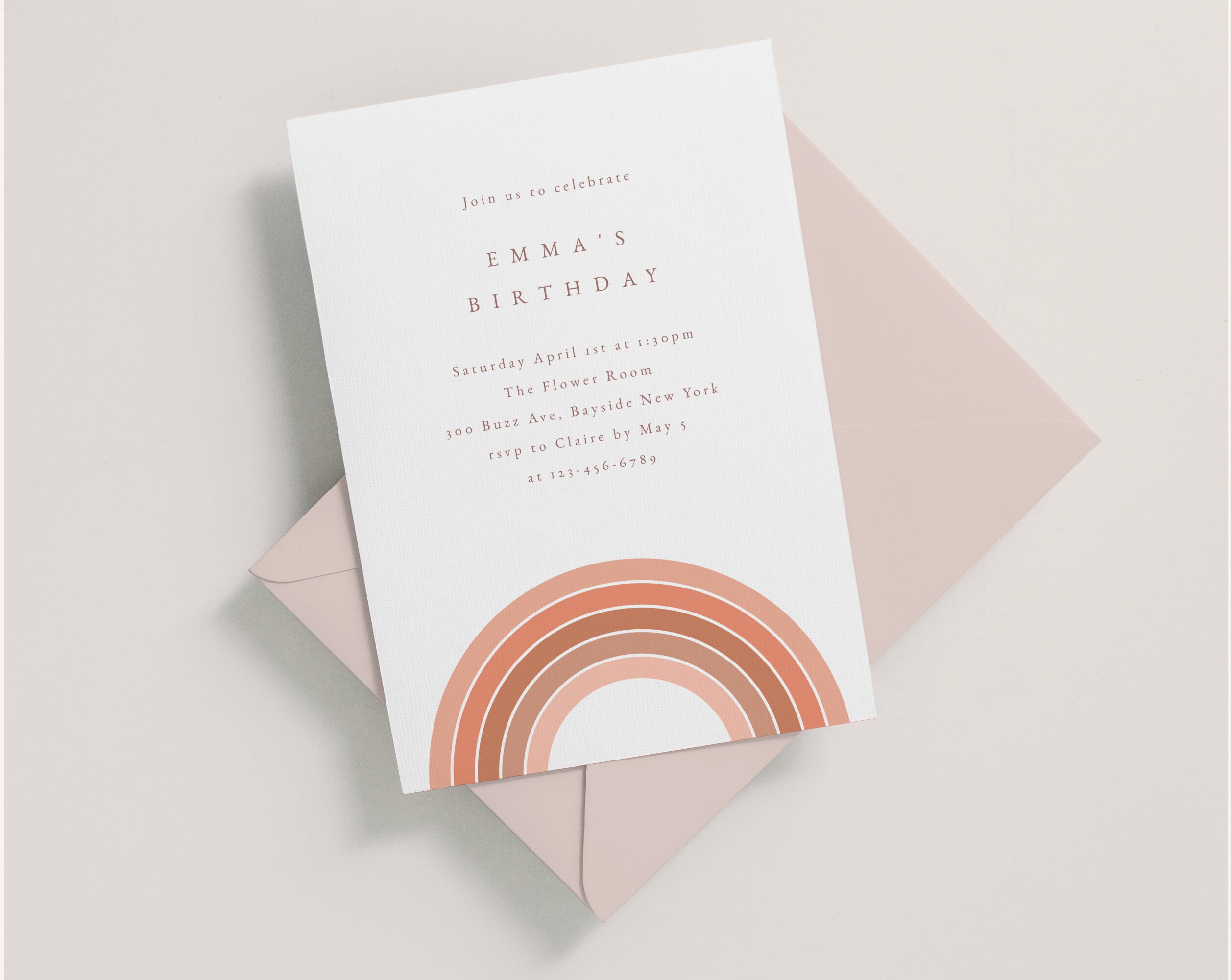 Ensemble d'invitations d'anniversaire arc-en-ciel, Boho, thème simple ...