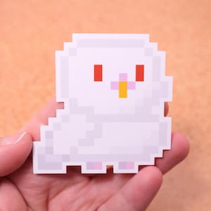 Albino - Wellensittich Pixelart - Süßer Tier Sticker - Laptopaufkleber - Wasserfeste Aufkleber - Tierillustration