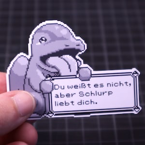 Sticker - Schlurp liebt dich - Wasserfest - Pixelart - zum selbst beschriften - Stream Merchandise ByLysi