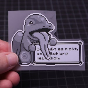 Bügelpatch - Schlurp liebt dich - Pixelart - zum selbst beschriften - Stream Merchandise ByLysi