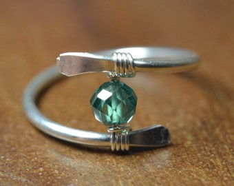 Blue Diamond Ring in Sterling Silver, 14k Gold // April Birthstone // Minimalist Diamond // Dainty Diamond Jewelry // Diamond Anniversary
