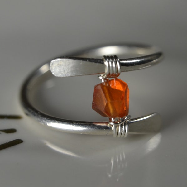 Spessartine Garnet Ring in Sterling Silver, 14k Gold Fill // Orange Garnet, Fanta Garnet // Minimalist Garnet Ring // January Birthstone