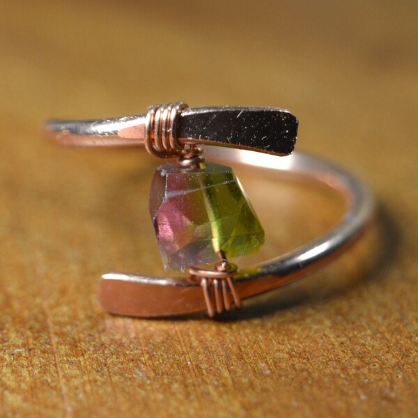 Watermelon Tourmaline Ring in Sterling Silver, 14k Gold Fill // Bicolor Tourmaline // October Birthstone // Healing Crystal Ring // Bohochic