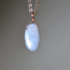 Solid Australian Black Opal Necklace in 14k Gold, Sterling Silver // Raw Australian Opal // October Birthstone // 14th Anniversary // Dainty