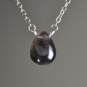 Black Moonstone Necklace in Sterling Silver, 14k Gold // Golden Shine Moonstone // June Birthstone // Minimalist Moonstone Jewelry