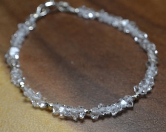Dainty Herkimer Diamond Birthstone Bracelet // Sterling Silver, 14k gold Fill // April Birthstone Jewelry // Diamond Alt // 10th Anniversary
