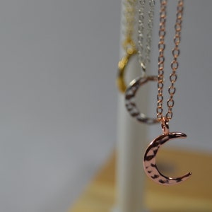 Delicate Crescent Moon Necklace~Sterling Silver, Gold Fill, Rose Gold Fill~Dainty Moon~Celestial Jewelry~Gift for her~Minimalist~Textured