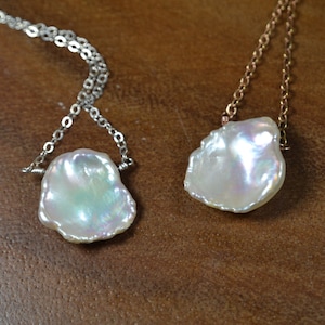 Keshi Pearl Necklace in 14k Gold Fill, Sterling Silver // Baroque Pearl // Cornflake Pearl // June Birthday // Everyday Pearls, Evening wear