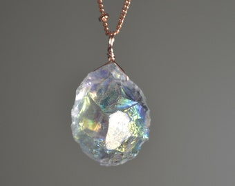 Collana Angel Aura con quarzo in argento sterling e oro 14 carati // Collana con cristallo grezzo // Pietra curativa // Collana con quarzo // Gioielli Chakra