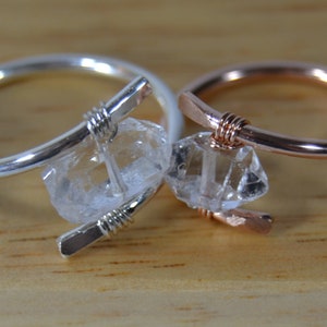 Solitaire Herkimer Diamond Ring // Horizontal Herkimer Stone // Sterling Silver, Rose Gold Fill, Gold Fill // Boho Ring // Minimalist Ring