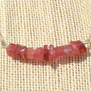 Raw Pink Tourmaline Necklace in Sterling Silver, 14k Gold // October Birthstone // 5th, 8th Anniversary // Genuine Tourmaline // Bohochic