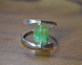 Green Garnet Ring in 14k Gold, Sterling Silver // January Birthstone // Grossular Garnet //  Wire Wrapped Garnet Ring // 2nd Anniversary