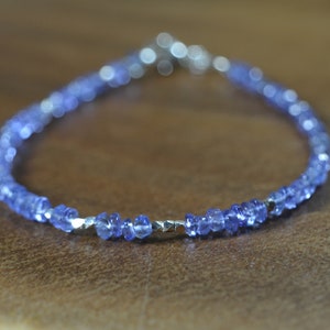 Tanzanite Stacking Bead Bracelet in Silver, 14k Gold // December Birthstone Jewelry // 8th, 24th Anniversary Gift for her // Bracelet Set