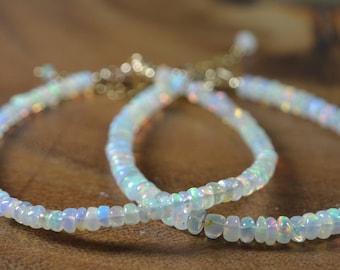 Genuine Ethiopian Welo Opal Bracelet in Sterling Silver, 14k Gold Fill // October Birthstone // 14th Anniversary // Opal Jewelry // Flashy