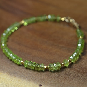 Peridot Stacking Bracelet in Sterling Silver, 14k Gold Fill // August Birthstone // 16th Anniversary Gift // Birthstone Bracelet // Layering