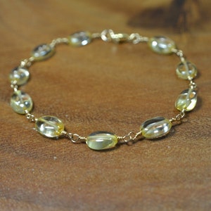 Delicada pulsera de cuentas de citrino en oro de 14 k y plata esterlina // Citrino dorado // Piedra natal de noviembre // 13.º aniversario // Boho, hecha a mano