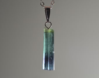 Indicolite Tourmaline Crystal Necklace in 14k Gold, Sterling Silver // Raw Tourmaline Cluster // Bicolor Tourmaline: Blue, Green, Purple