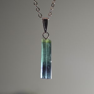 Indicolite Tourmaline Crystal Necklace in 14k Gold, Sterling Silver // Raw Tourmaline Cluster // Bicolor Tourmaline: Blue, Green, Purple