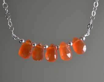 Carnelian Necklace in Sterling Silver, 14k Gold Fill // Dainty Carnelian Necklace //