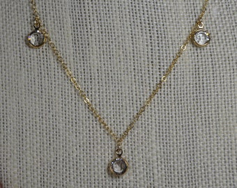 Swarovski Crystal Charm Necklace in Sterling Silver, 14k Gold Fill // Everyday Necklace // Minimalist Wedding // Dainty Crystal Jewelry