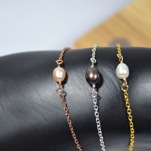 Single Pearl Bracelet~Gold Fill, Rose Gold Fill, Sterling Silver~~30th Anniversary Gift~Pearl Birthstone Jewelry~Dainty Pearl Bracelet