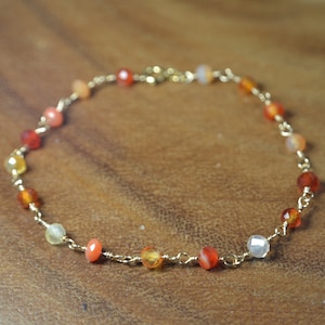 Carnelian Bracelet in 14k Gold, Sterling Silver // 17th Anniversary // Minimalist Carnelian // Summer Bracelet // Sacral Chakra // Healing