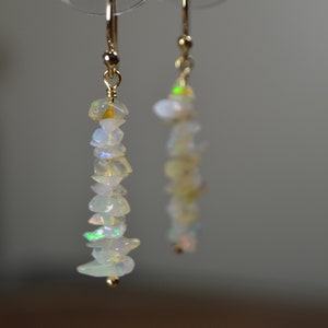 Raw Welo Opal Earrings in 14k Rose Gold, 14k Gold, Sterling Silver // October Birthstone // 14th Anniversary // BohoChic // Genuine Opal