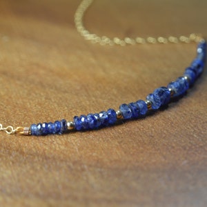 Natural Burmese Blue Sapphire Necklace in 14k Gold Fill // September Birthstone // 5th, 45th Anniversary // Dainty Blue  Sapphire Necklace