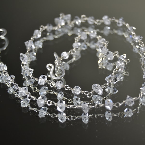 Herkimer Diamond Rosary Necklace in Sterling Silver, 14k Gold Fill // Herkimer Bracelet // April Birthstone // Boho Chic //  Wedding Jewelry