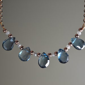 London Blue Topaz and Diamond in 14k Gold, Sterling Silver // December Birthstone // 4th Anniversary // Natural Blue Topaz // Minimalist