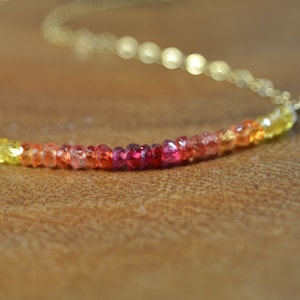 Delicate Sunset Sapphire Necklace in 14k Gold, 14k Rose Gold, Sterling Silver // September Birthstone // 5th, 45th Anniversary // Minimalist