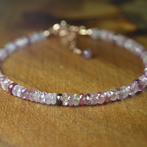 Purple Sapphire Bracelet in 14k Rose Gold Fill // September Birthstone // Minimalist Sapphire // 5th, 45th Anniversary // Stacking Bracelet