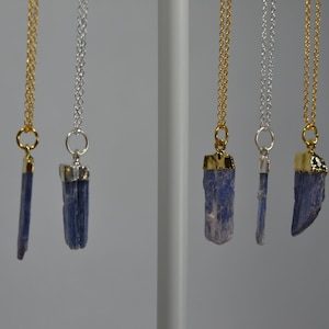 Raw Kyanite Crystal Necklace on Stainless Steel // Natural Healing Gemstone // Boho Necklace // Hypoallergenic // Unisex Kyanite Jewelry