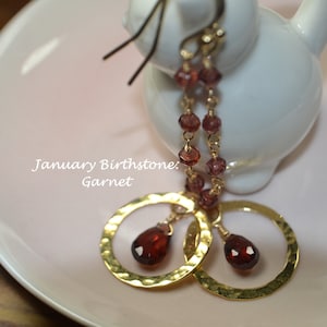 Eternity Red Garnet Earrings in Sterling Silver, 14k Gold Fill // January Birthstone // Garnet Briolette Earrings // 2nd Anniversary Gift