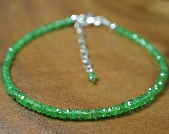 Abundance and Grounding Yoga Tsavorite Green Garnet Mala Bracelet and Bronzite natural gemstone crystal healing stretch Bracelet