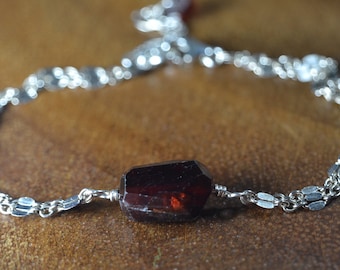 Garnet Bracelet in Sterling Silver // Layered Garnet Bracelet // January Birthstone // Garnet Anniversary // Pyrope Garnet // Statement
