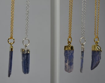 Kyanit Kristall Halskette auf Edelstahl // Natürlicher Heilstein // Boho Halskette // Hypoallergen // Unisex Kyanit Schmuck
